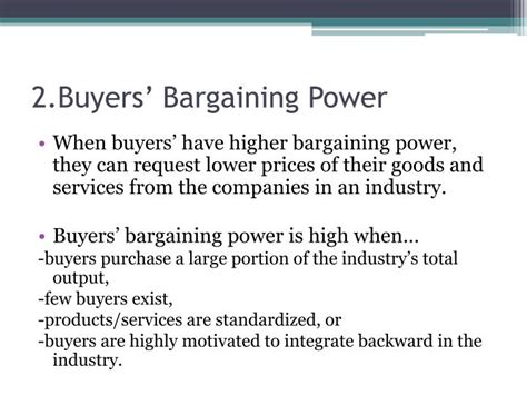 the bargaining power of buyers depends on the blank______.